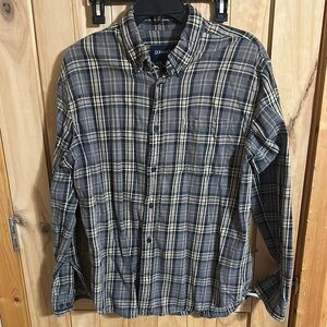 St. John’s Bay Men's Gray Plaid Shirt Flannel Shirt Classic Print